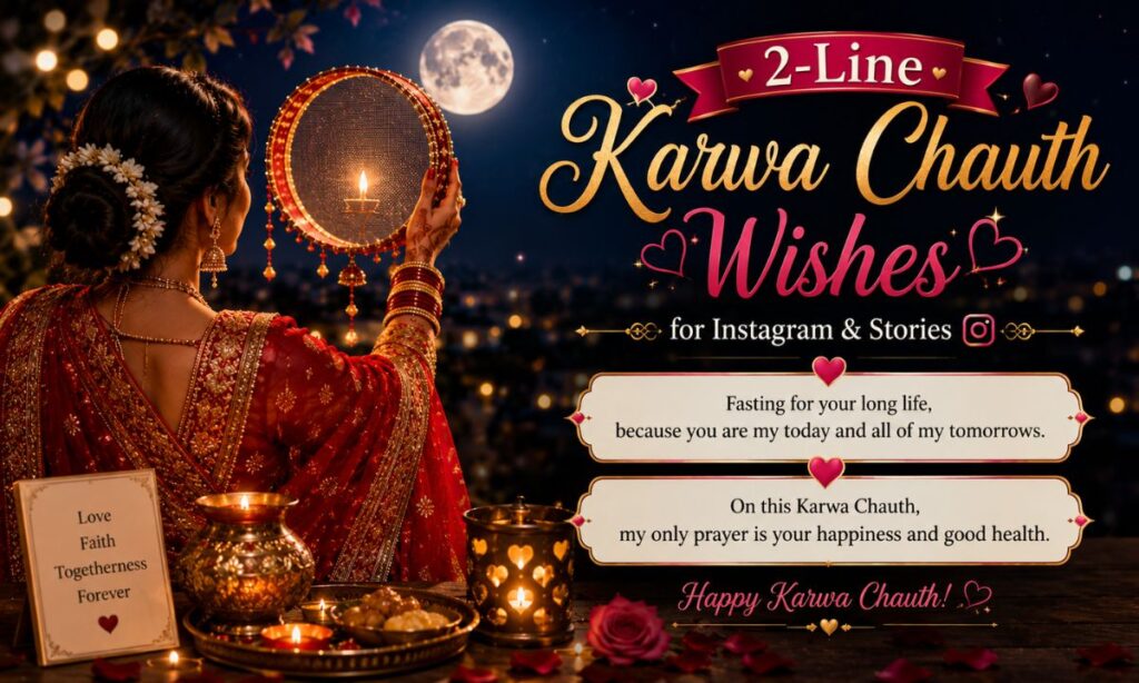 2-Line Karwa Chauth Wishes in English for Instagram & Stories