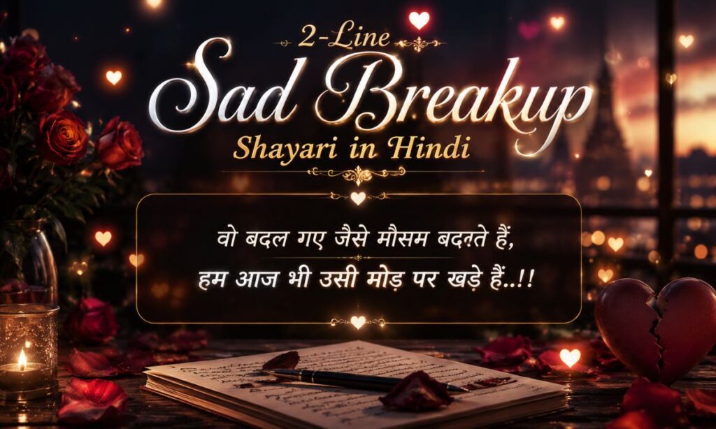 2-Line Sad Breakup Shayari in Hindi  