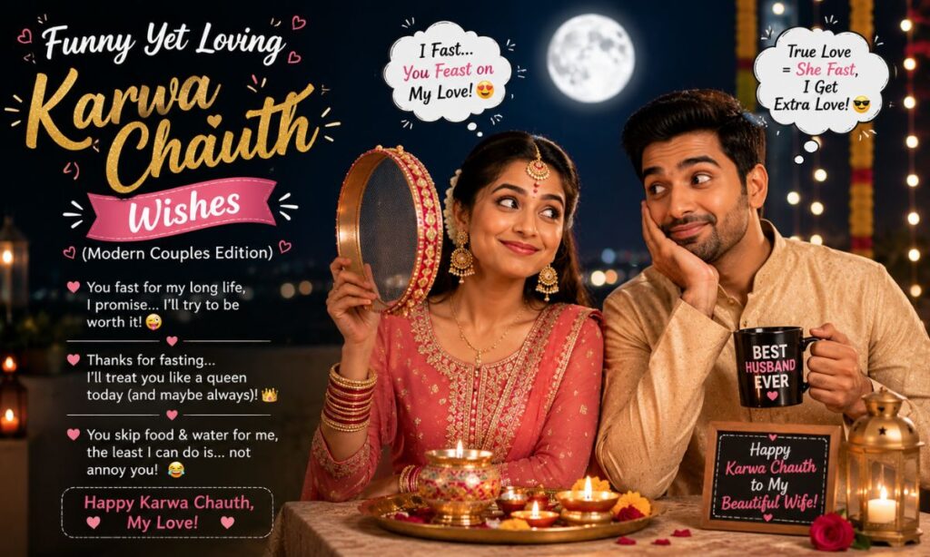 Funny Yet Loving Karwa Chauth Wishes (Modern Couples Edition)