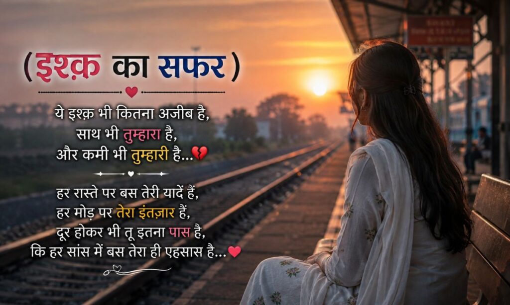 Emotional Miss You Shayari for Lovers🛤️(इश्क़ का सफर)