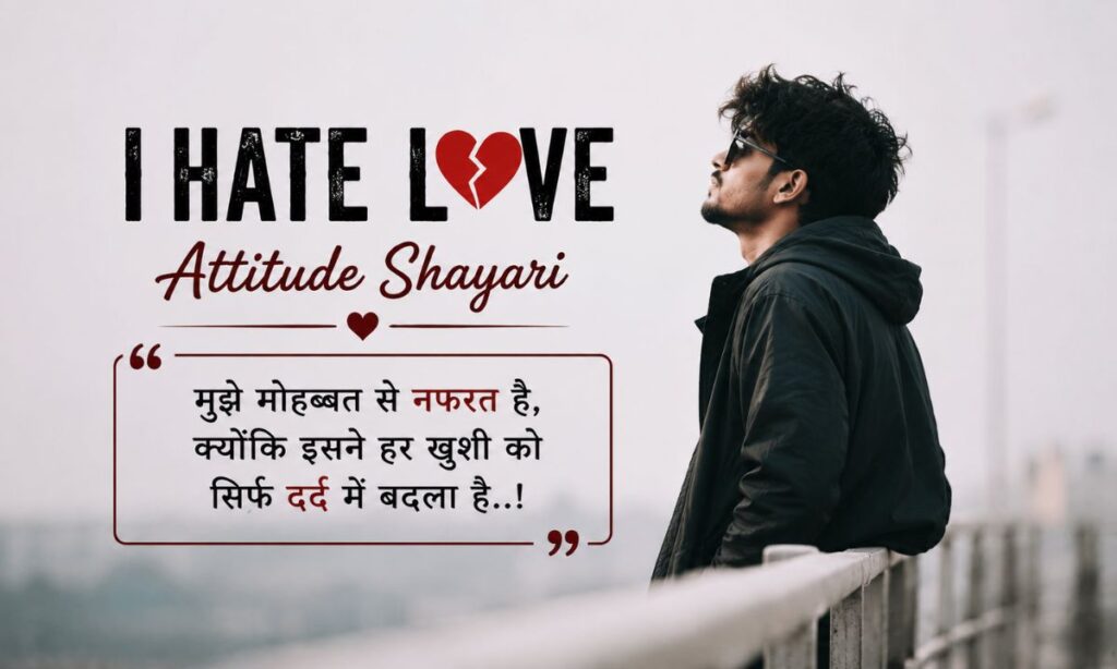 I hate love attitude shayari in Hindi