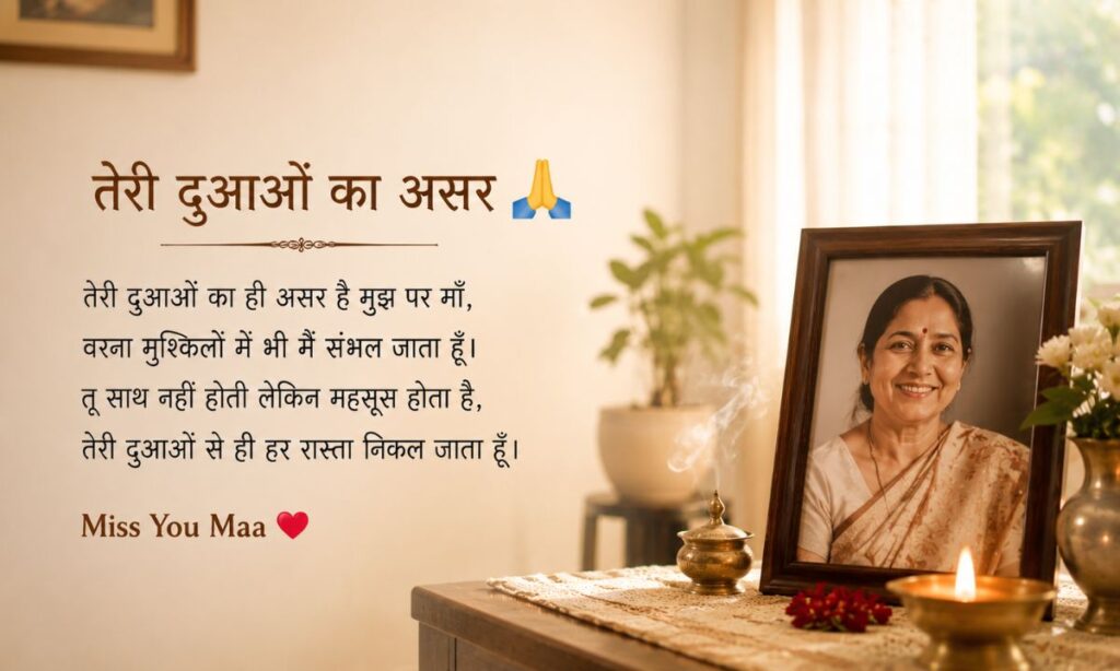 miss you maa shayari🙏 (तेरी दुआओं का असर)