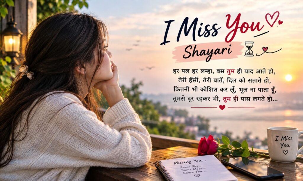 I Miss You Shayari(हर पल हर लम्हा – मिस यू लव शायरी ⏳)