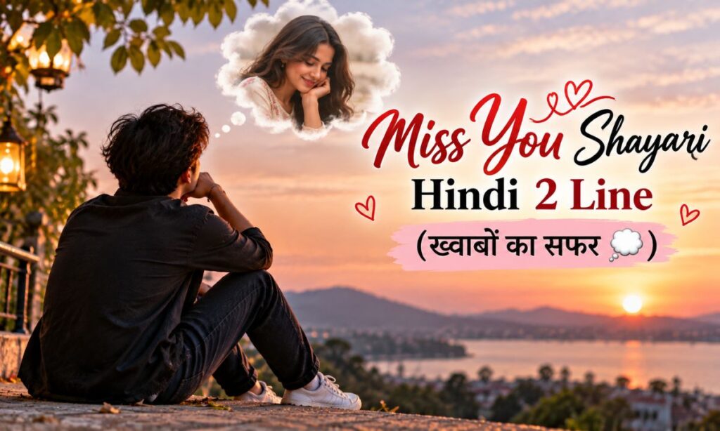 Miss You Shayari Hindi 2 Line (ख्वाबों का सफर 💭)