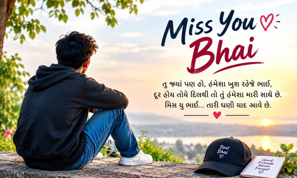 Miss You bhai Shayari Gujarati Text