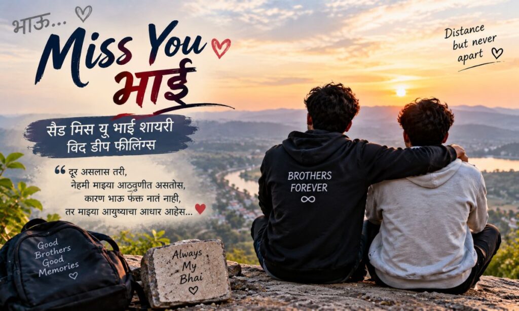 Miss you bhai Shayari marathi text , सैड मिस यू भाई शायरी विद डीप फीलिंग्स