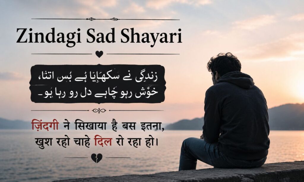 Zindagi sad shayari in urdu & hindi text