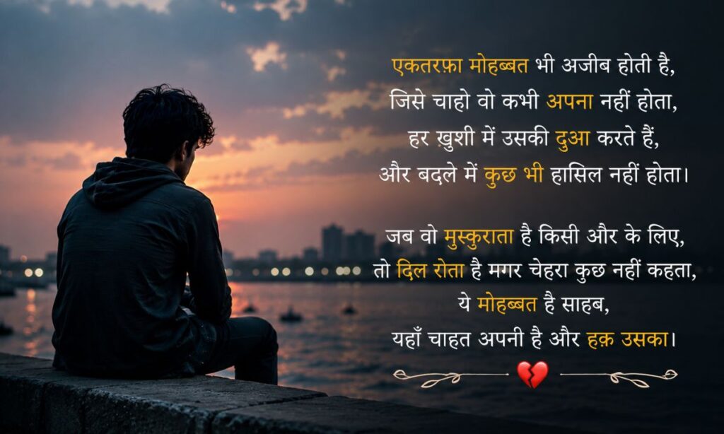 दिल छू लेने वाली एकतरफ़ा मोहब्बत शायरी